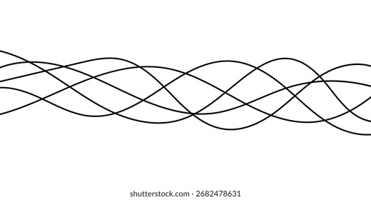 Digital graphical abstract background set. Curved thin wavy line background for artist. Flowing wavy stroke elements on white page. Thin line wavey background on isolated white background. EPS 10. 