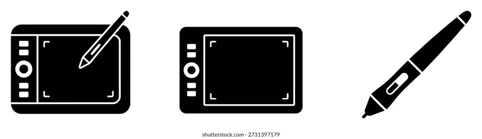 Tableta de gráficos digitales para crear ilustraciones. Superficie de dibujo con herramienta de lápiz para la creatividad y retoque profesional artista.