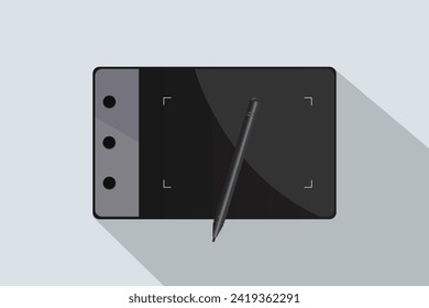 Digital graphics tablet with Drawing pen vector illustration