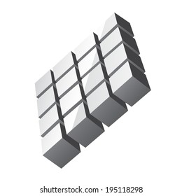 Digital gray cubes made square isolated on a white background