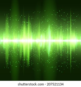Digital green light Equalizer background. Vector illustration