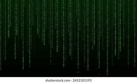 Digital green matrix. Binary code. Encoded vector illustration.