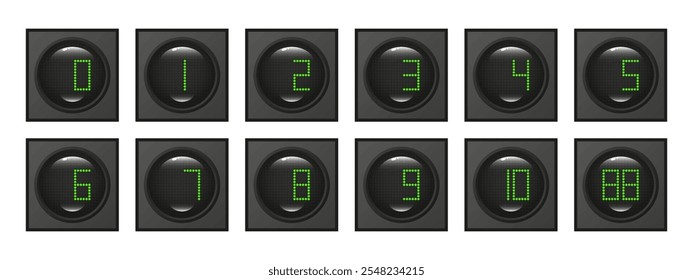 Digitale grüne Zahlen. Ampel-Timer.