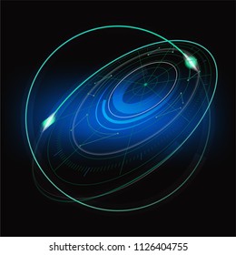 Digital green realistic vector radar with targets on monitor in searching. Air search . Military search system, Cosmic stars, Astronomy . Navigation interface wallpaper . Navy sonar. Vector EPS 10.