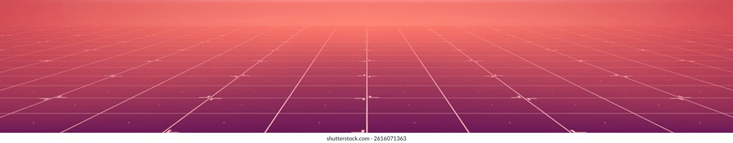 Digital grid flor. Futuristic perspective wireframe with grid line. Ultra wide technology vector background.