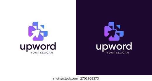 Ideas de concepto de diseño de logotipo de flecha de crecimiento digital. Combinado de tecnología financiera para empresas, negocios, marcas, etc.