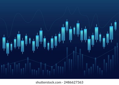 Gráfico de crecimiento digital sobre fondo azul de la tecnología. Gráfico, diagrama, investigación, auditoría, planificación, estadísticas, gestión, infografía, análisis de datos, alfabetización financiera. Mercado de valores