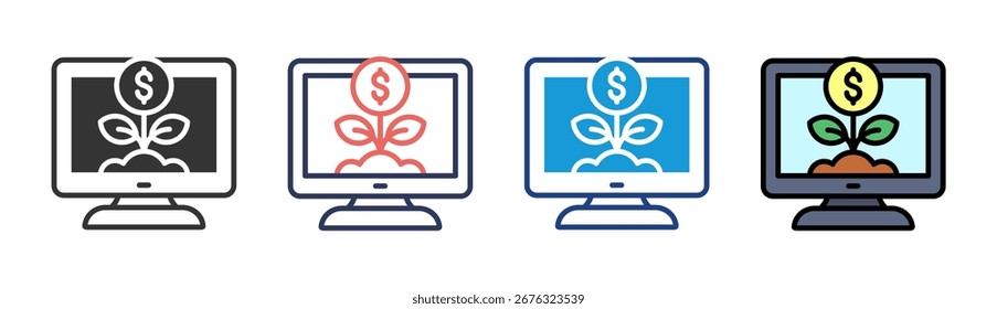 Digital Growth Icon Set Multiple Style Collection