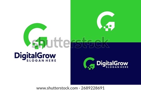 Digital Growth logo design. Initial letter G design with digital arrow up graphic icon symbol