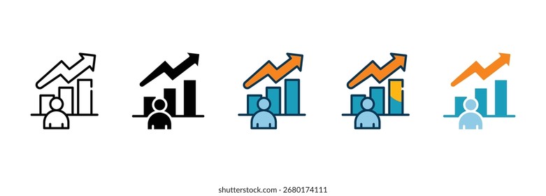 ícone da web digital growth em 5 estilo diferente