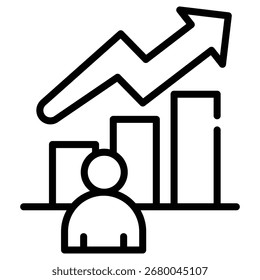 digital growth web icon in out line style