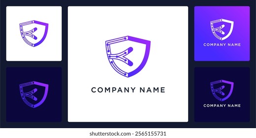 Digital guard with letters K logo design and icon