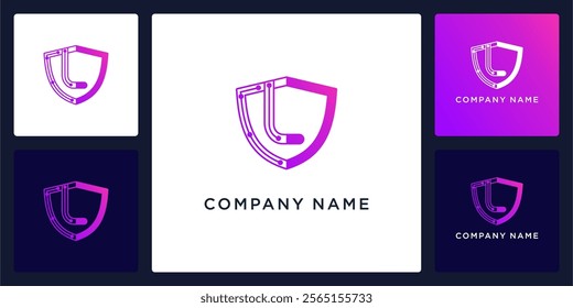 Digital guard with letters L logo design and icon