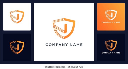 Digital guard with letters N logo design and icon