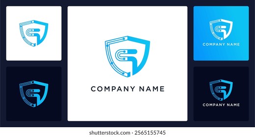 Digital guard with letters Q logo design and icon