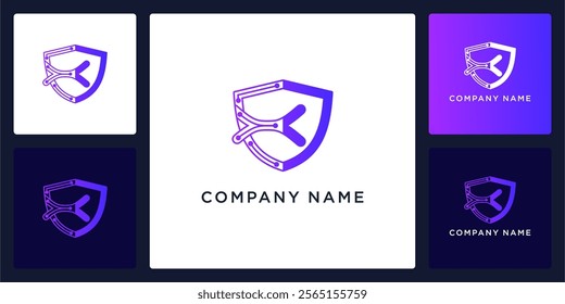 Digital guard with letters X logo design and icon