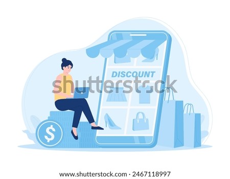 Digital guide to online purchasing trending concept flat illustration