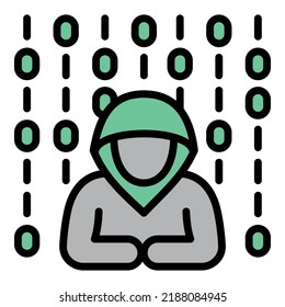 Digital hacker icon outline vector. Data internet. Virus fraud