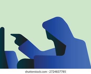 Ilustração de hacker digital. Conceito de cibersegurança com usuário encapuzado.