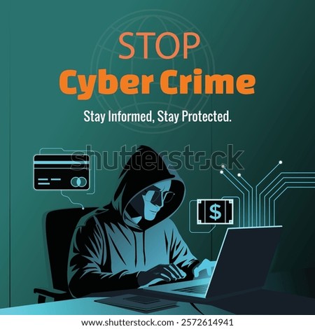 Digital hacker involved in cyber crime and malware threats with security breaches and fraudulent transactions