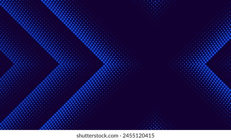 Digital Halftone Arrows Pointing To The Center. Abstract Technology Background. Hi-Tech Business Presentation Template. Vector Illustration.