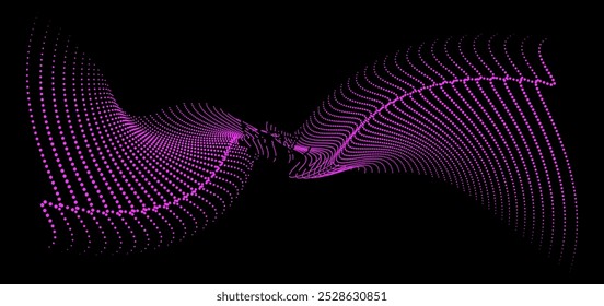Digital halftone patterns and abstract waves blend with geometric designs in a modern 3D vector background, perfect for creative technology illustrations and innovative design projects.