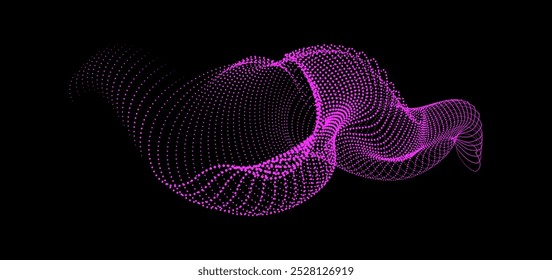 Digital halftone patterns meet geometric waves in this abstract 3D vector background, ideal for creating innovative technology designs and unique illustrations.