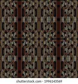 Digitales, nahtloses Halbtonmuster. Ziergoldene Quadrate, Hintergrund. Wiederholen Sie die Halbton-Vektorhintergrund. Moderne strukturierte Ornamente. Abstraktes geometrisches Mosaik-Design. Endlose farbige Struktur mit Mustern.