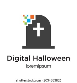 Digital Halloween logo or symbol template design