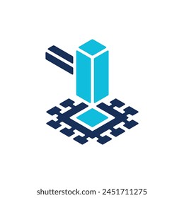 Digital Hammer and Chip Illustration. Data Crack Illustration vector