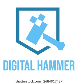 Diseño minimalista plano del logotipo del martillo digital