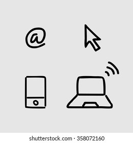 Digital hand draw icons.
