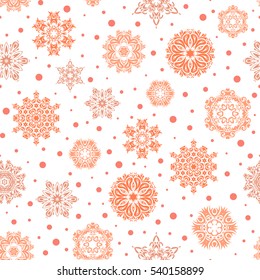 Digital hand drawn of element in the clean, whimsical and modern surface pattern on white background. Vector snowflakes and christmas winter pattern.
