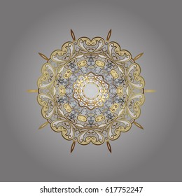 Digital hand drawn of element in the clean, whimsical and modern surface pattern on gray background in light colors. Vector snowflakes and christmas winter pattern.