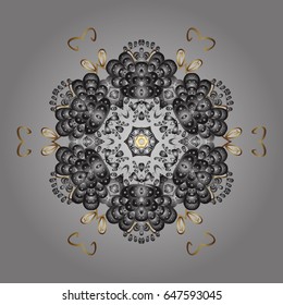 Digital hand drawn of element in the clean, whimsical and modern surface pattern on gray background in colors. Vector snowflakes and christmas winter pattern.
