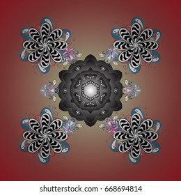 Digital hand drawn of element in the clean, whimsical and modern surface pattern on colorfil background. Vector snowflakes and christmas winter pattern.