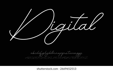 Digital Hand drawn vector alphabet. Modern monoline signature script font. Elegant Signature Font. Best Alphabet Beautiful Calligraphy Signature Font
