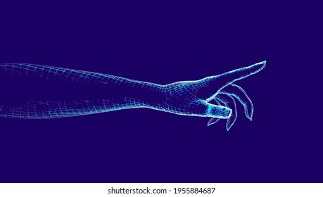 Digital hand stouch. Virtual reality hand finger touch