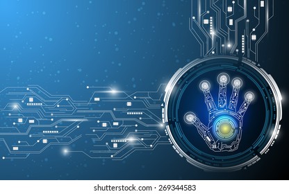 digital hand technology abstract design background