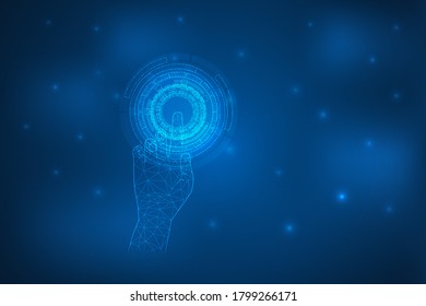 fondo abstracto de la tecnología de ciberseguridad con mano digital.