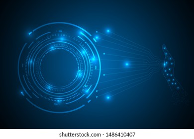 Futuristic Technology Dark Blue Background Circle Stock Vector (Royalty ...