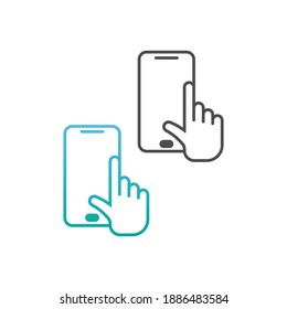 Digital hand touch technology logo icon design vector