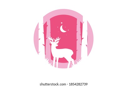 
Patrón de artesanía digital de ciervo en invierno bosque de nieve y navidad concepto ilustración vectorial