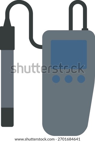 A digital handheld meter connected to immersion probes for testing pH and conductivity in field or lab settings