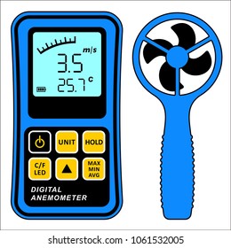 Digital hand-held two-piece anemometer