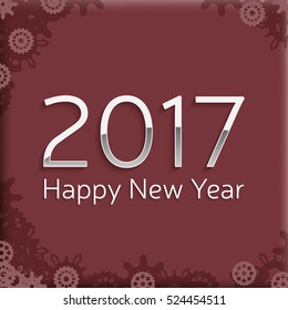 digital happy new year 2017 text design. vector greeting illustration with silver numbers and snowflakes. happy new year 2017 vector background