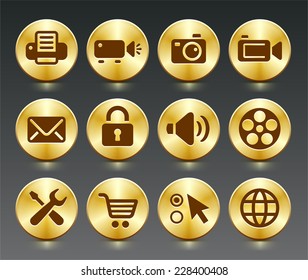 Digital Hardware and Internet Technology on Gold Round Buttons