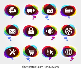Digital Hardware and Internet Technology on Multi Color Speech Bubbles