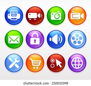 Digital Hardware and Internet Technology on Multi Color Round Buttons
