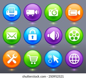 Digital Hardware and Internet Technology on Multi Color Round Buttons